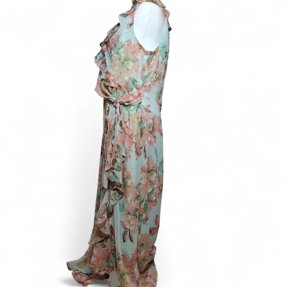 London Times Floral Sleeveless Maxi Dress - Size 12 - Wedding, Floral, Sheer - Picture 3 of 10